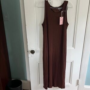 Quince Chocolate Brown Sleeveless Maxi Dress